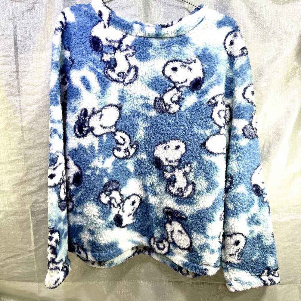 Snoopy Peanuts Pajama Top Warm Fuzzy Long Sleeve Size Women's L (12-14)